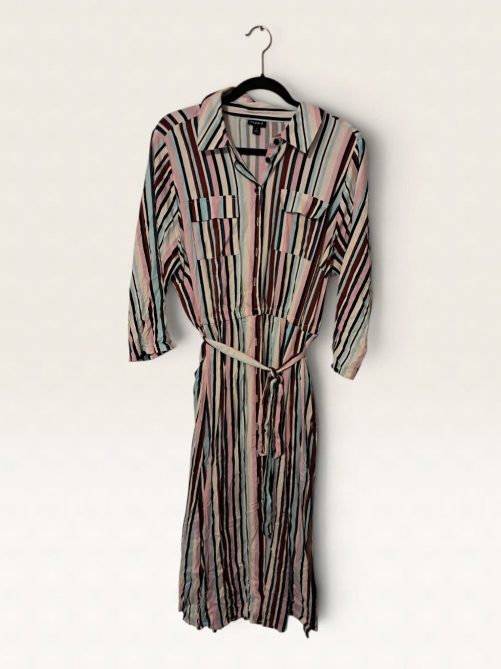 Torrid Multi Color Vertical Striped Belted Shirt Dress Size 2 2X